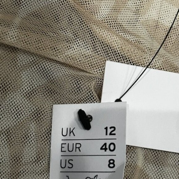 NWT Topshop Ivory Sepia Print Mesh Mock Neck Top - Picture 5 of 7